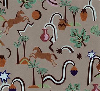 LLAR PARATO TNT         DIS.CAVALLI MARRONE 50X1000CM