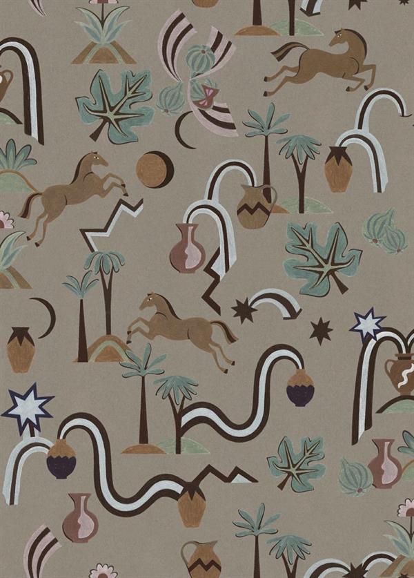 LLAR PARATO VINILICO    DIS.CAVALLI MARRONE 50X1000CM