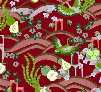 LLAR PARATO TNT         DIS.UCCELLI ROSSO MIS.50X1000CM