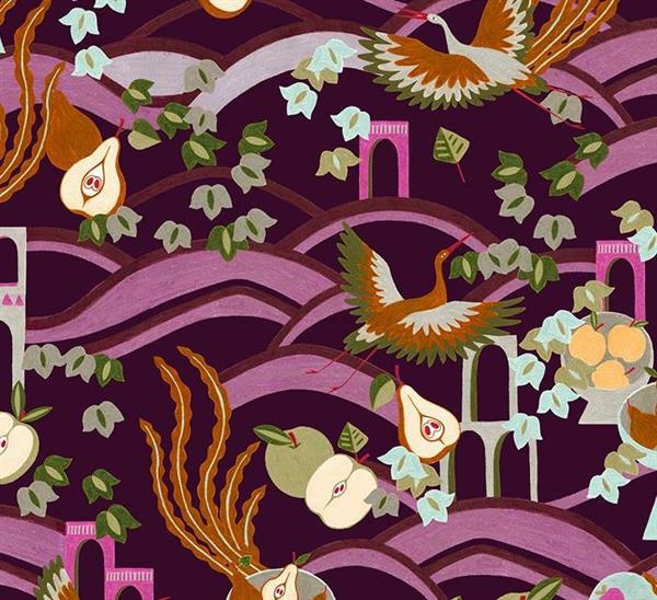 LLAR PARATO TNT         DIS.UCCELLI BORDEAUX 50X1000CM