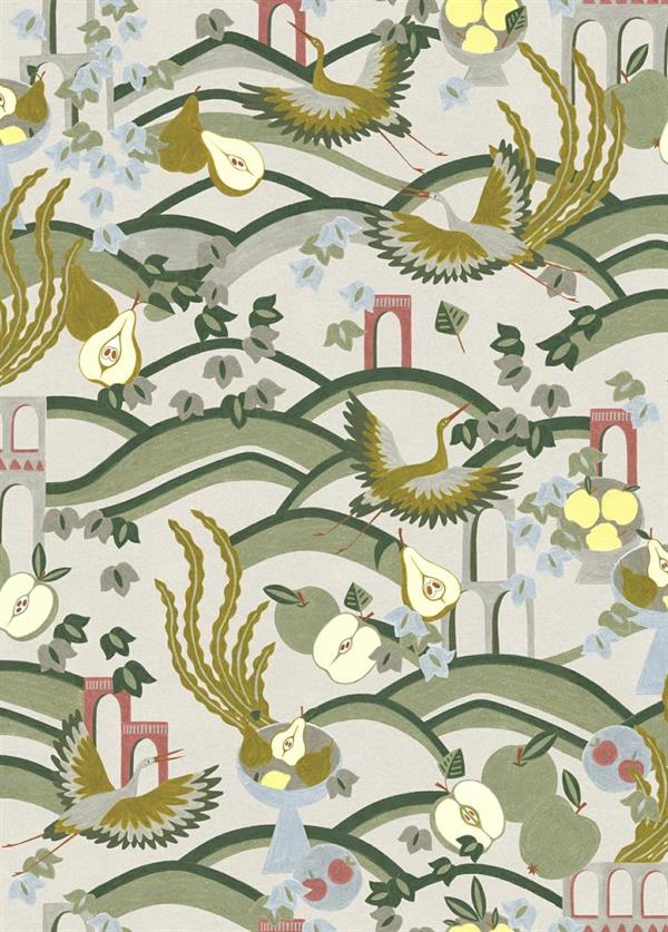 LLAR PARATO VINILICO    DIS.UCCELLI VERDI MIS.50X1000CM