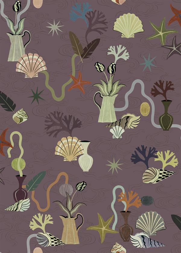 LLAR PARATO VINILICO    DIS.CONCHIGLIE ROSSO 50X1000CM