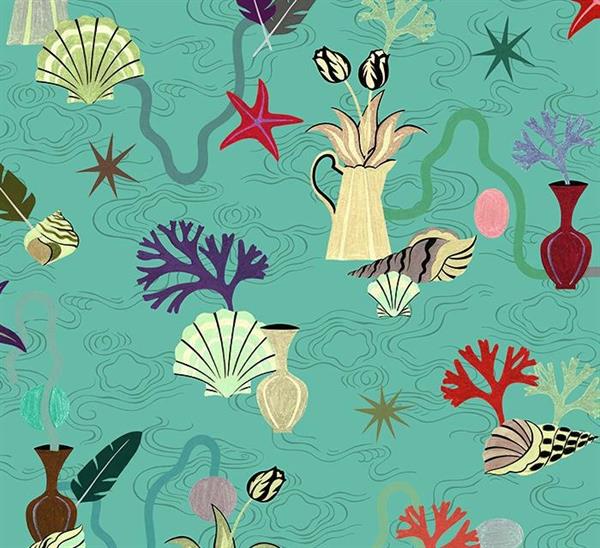 LLAR PARATO TNT         DIS.CONCHIGLIE AZZUR. 50X1000CM