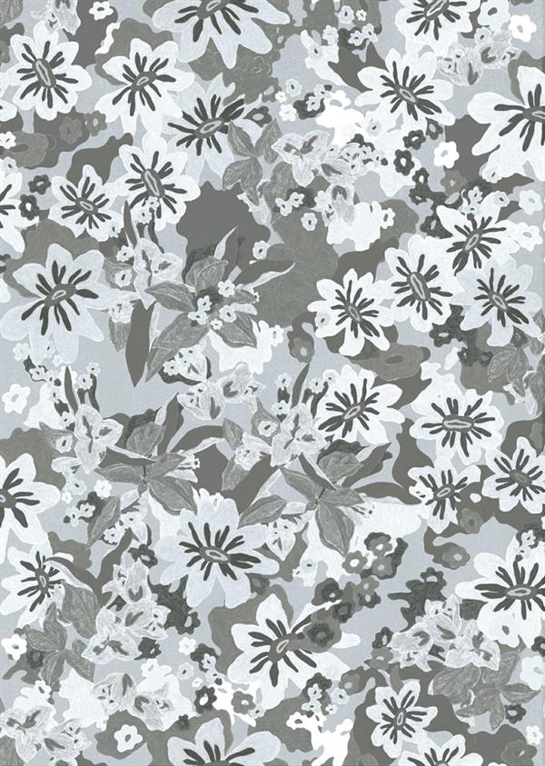LLAR PARATO VINILICO    FIORI GRIGIO/MARR.50X1000CM