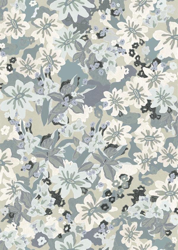 LLAR PARATO VINILICO    FIORI AZZUR/BEIGE MIS.50X1000CM