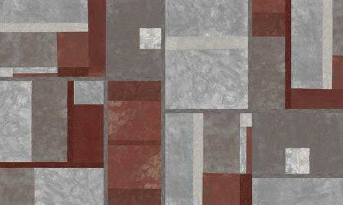 LLAR MURALE VINILICO    GEOM.ROSSO/GRIGIO MIS. AL MQ