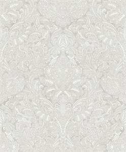 SANTIAGO PARATO SU TNT  DAMASCO DESIGN GRIGIO BIANCO 10x0,53mt