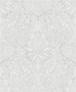 SANTIAGO PARATO SU TNT  DAMASCO DESIGN GRIGIO CHIARO BIANCO 10x0