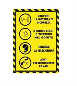 COVID STICKER VETRI/PARETI mis.A4 cf. pz ADESIVO - INDICAZIONI