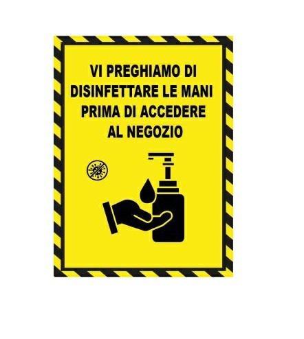 COVID STICKER VETRI/PARETI mis.A4 cf.1Pz ADESIVO - DISINFETTARE