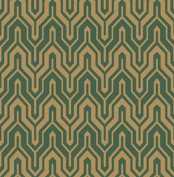 ZAHA PARATO TNT DISEGNO FANTASIE VERDE SCURO E ORO 10x0,53 mt