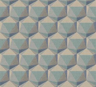 PARATO NARA PVC/TNT.    GEOM.3D AZZURRO 0,53X10,05MT