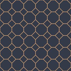 PARATO JUST KITCHEN PVC/TNT GEOM.GOLD-BLUE 0,53X10MT