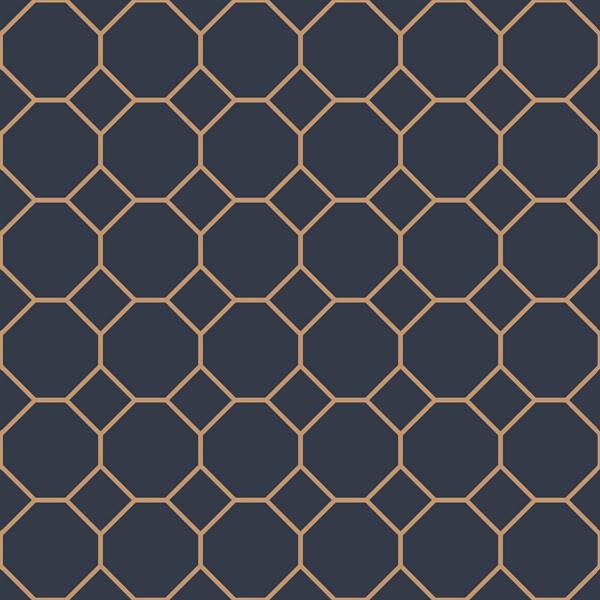 PARATO JUST KITCHEN PVC/TNT GEOM.GOLD-BLUE 0,53X10MT