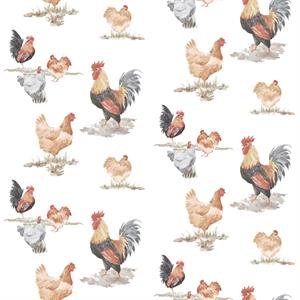 PARATO JUST KITCHEN PVC/TNT COLORED ROOSTERS 0,53X10MT