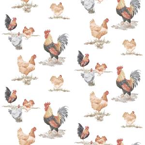 PARATO JUST KITCHEN PVC/TNT COLORED ROOSTERS 0,53X10MT