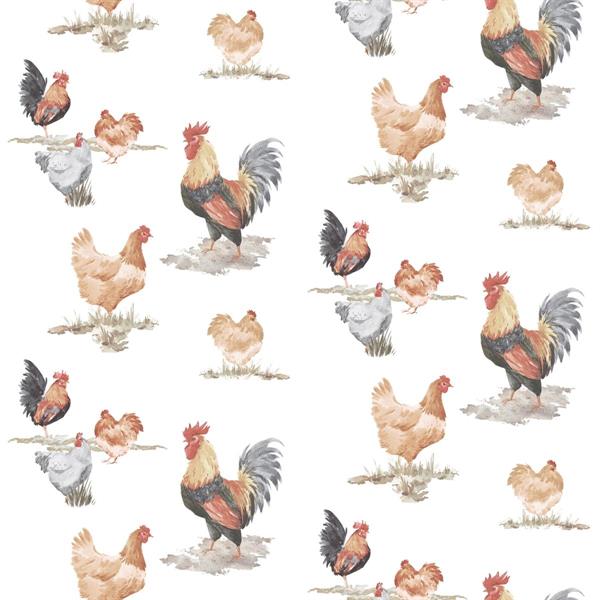 PARATO JUST KITCHEN PVC/TNT COLORED ROOSTERS 0,53X10MT
