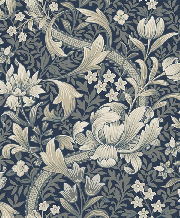 PARATO BRITISH2 IN PVC  FOLIAGE BLUE 0,52X10,05MT