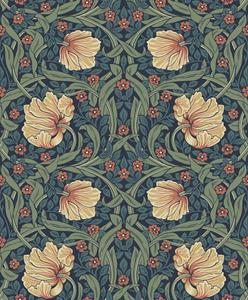 PARATO BRITISH2 IN PVC  FLOWERS BLUE BEIGE 0,52X10,05MT