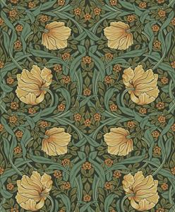 PARATO BRITISH2 IN PVC  FLOWERS GREEN 0,52X10,05 MT