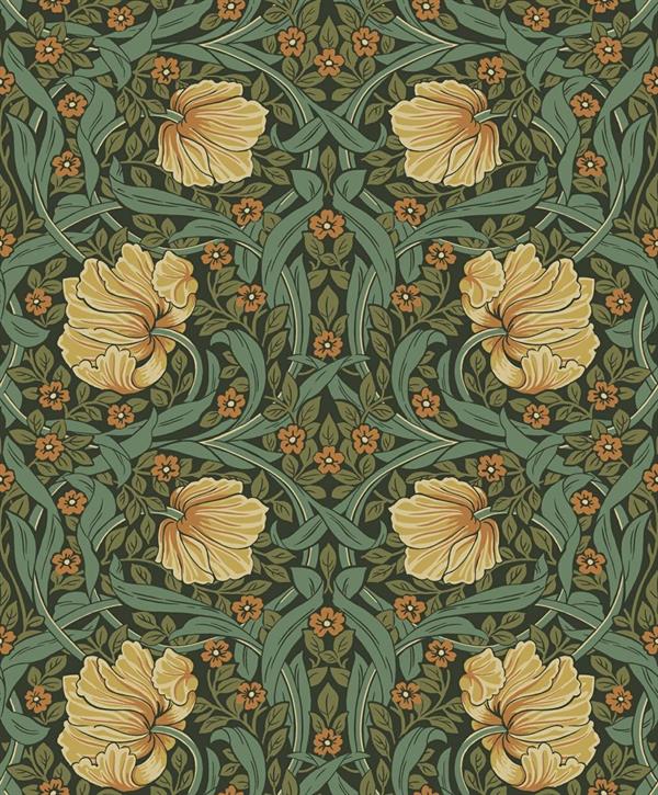 PARATO BRITISH2 IN PVC  FLOWERS GREEN 0,52X10,05 MT
