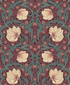 PARATO BRITISH2 IN PVC  FLOWERS BORDEAUX  0,52X10,05 MT