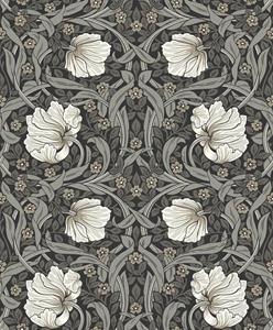 PARATO BRITISH2 IN PVC  FLOWERS WHITE GREY 0,52X10,05 MT