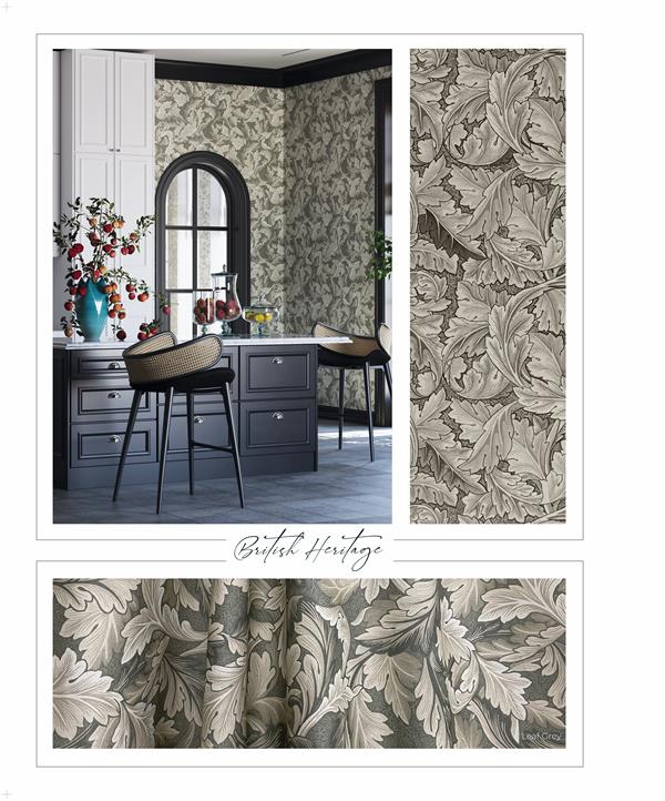 PARATO BRITISH 3 IN PVC FOLIAGE GREY 0,53X10,05MT