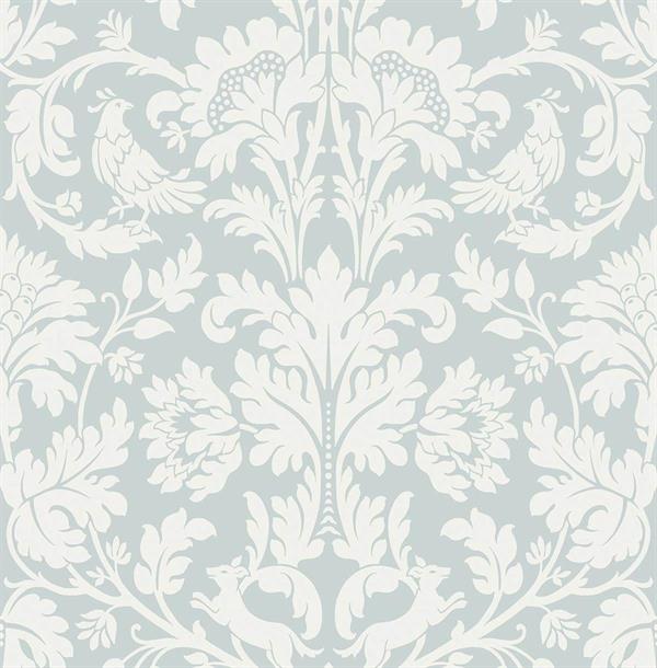 PARATO BRITISH 3 IN PVC DAMASCO WHITE AZUL.0,53X10,05MT