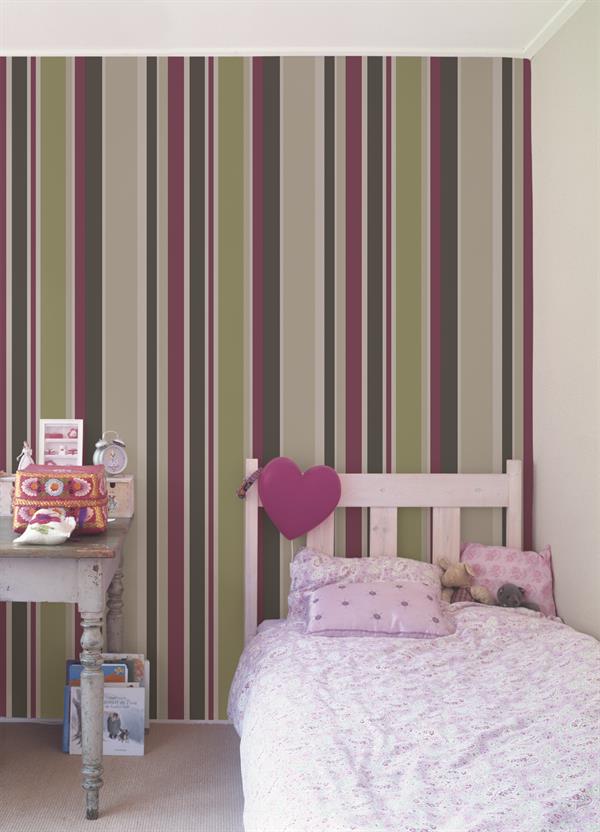 KIDS@HOME PARATO CARTA-BAMBINI-KD-RIGHE FUCSIA/VER-10,05m-h.53cm