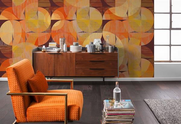 FOTOMURALE  INFINITY 2  GEOMETRIC ORANGE MIS.300X250 CM