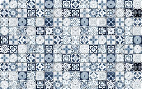 FOTOMURALE  INFINITY 2  TILES BLUE-WHITE MIS.400X250CM