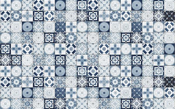 FOTOMURALE  INFINITY 2  TILES BLUE-WHITE MIS.400X250CM