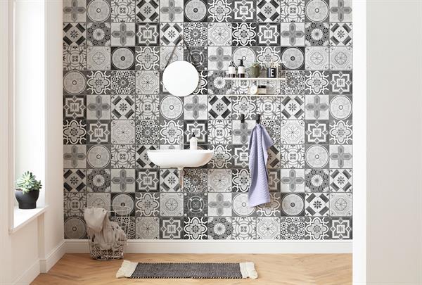 FOTOMURALE  INFINITY 2  TILES GREY-WHITE MIS.400X250CM