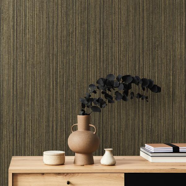 PARATO DIVINO IN TNT    RIGHE GOLD BROWN 0,53X10,05MT