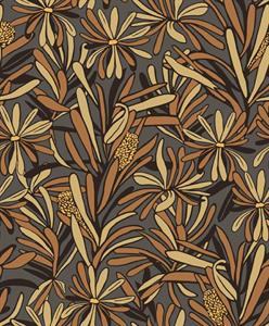 PARATO BRAZIL IN TNT    FLOWERS CAMEL BLACK 0,53X10,05MT