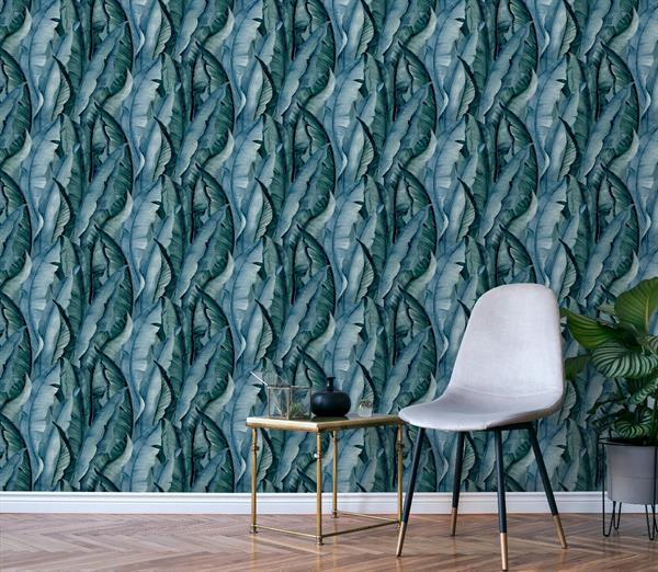 PARATO PERLA PVC/TNT    FOLIAGE TURQUOISE MIS.0,53X10,05MT