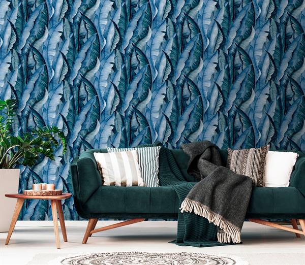 PARATO PERLA PVC/TNT    FOLIAGE TURQUOISE MIS.0,53X10,05MT