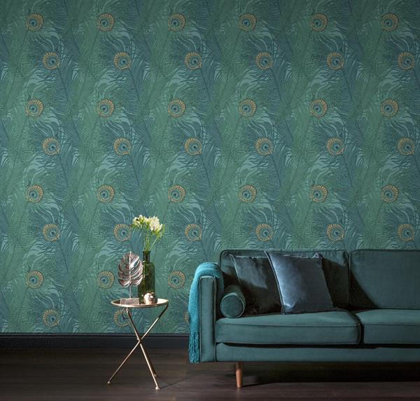 PARATO PERLA PVC/TNT    FOLIAGE EMERALD GREEN 0,53X10,05MT