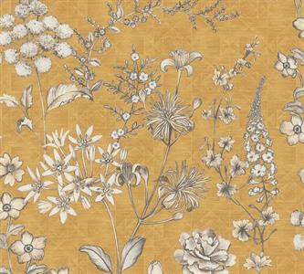 PARATO FUSION PVC/TNT   FLOWERS YELLOW MIS. 0,53X10,05MT