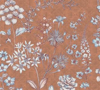PARATO FUSION PVC/TNT   FLOWERS W.CORAL 0,53X10,05MT