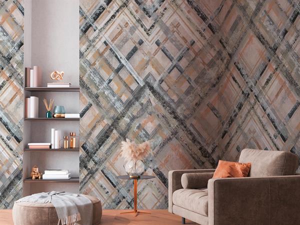 PARATO CITY SH. VINILICOTNT GEOM.BROWN 2,65XH.2,80MT(5 TELI)