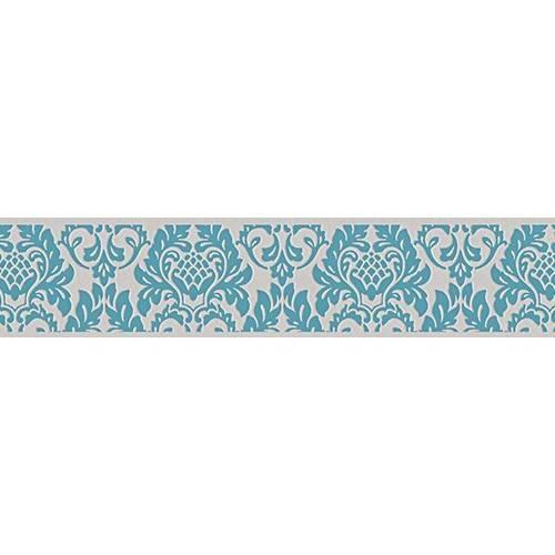 ONLY BORDERS BORDI ADESICARTA DAMASC GRIGIO E AZZURRO 5x0,05mt