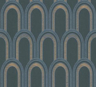 PARATO ARCADE IN TNT    DESIGN BLUE GREEN 0,53X10,05MT