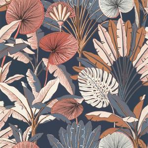 PARATO SEJOURS&C.PVC/   TNT FOLIAGE BLUE/RED 0,53X10,05MT