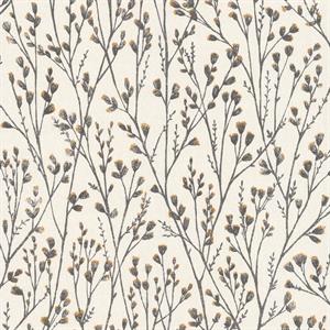 PARATO SEJOURS&C.PVC/   TNT FLOWERS GREY/YEL.0,53X10,05MT
