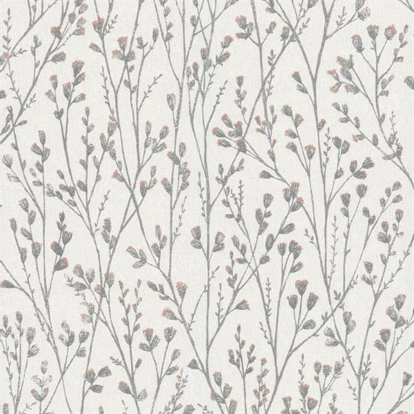 PARATO SEJOURS&C.PVC/   TNT FLOWERS GREY/ORG.0,53X10,05MT