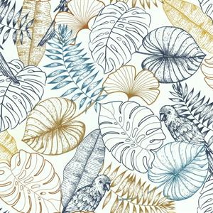 PARATO SEJOURS&C.PVC/   TNT FOLIAGE BLUE.G.0,53X10,05MT