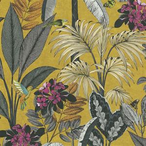 PARATO SEJOURS&C.PVC/TNT FLOWERS FONDO YELLOW T.0,53X10,05MT