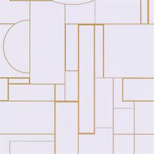 PARATO SEJOURS&C.PVC/   TNT GEOM.WHITE/GLD.0,53X10,05MT